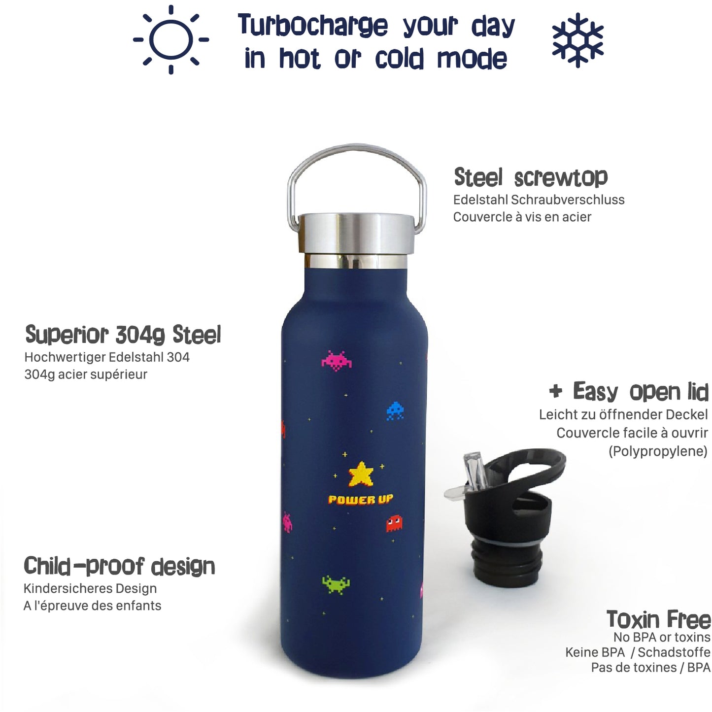KiNDKiT Power Up 500ml Thermosflasche Eigenschaften auslaufsicher Schule Sport