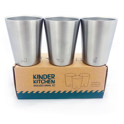 'Sea Creatures' Double-Walled Stainless Steel Cups (200ml/x3)