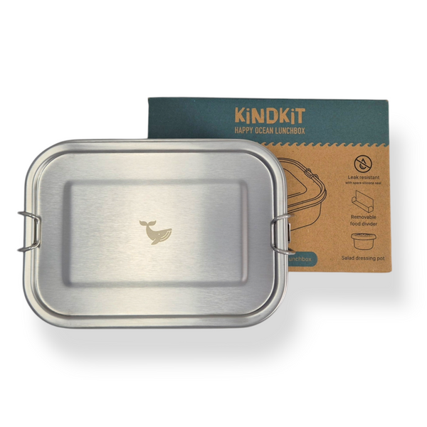 KiNDKiT Happy Whale stainless steel lunchbox 800ml with gift wrapping