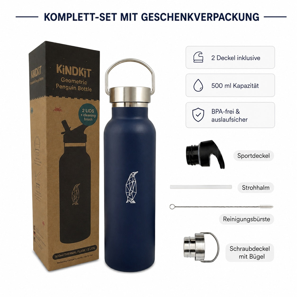 'Geometrische Pinguin' Thermosflasche (500 ml)