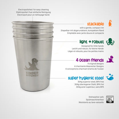 'Friendly Sea Animals' (280ml/4 Per Pack)