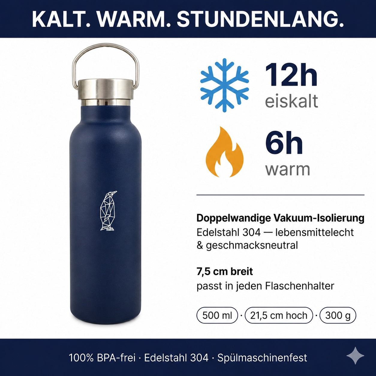 'Geometrische Pinguin' Thermosflasche (500 ml)