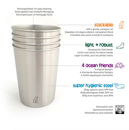 Friendly Ocean Animals' (280ml/4 Per Pack)