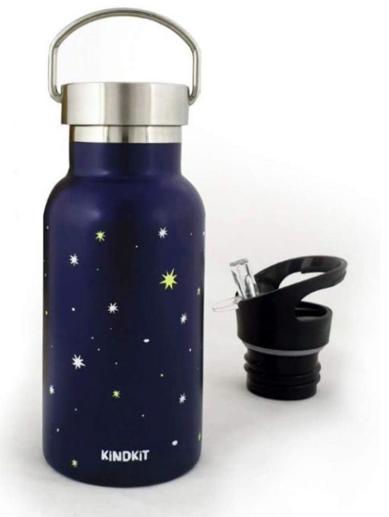 ‘Navy Star’ Thermos Edelstahlflasche (350 ml) | Vakuum-Isoliert für heiße & kalte Getränke | Auslaufsicherer Sportdeckel + Schraubverschluss + Reinigungsbürste | Perfekt für Kinder