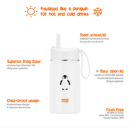 Penguin Bottle – Stainless Steel Water Bottle for Kids (400ml)