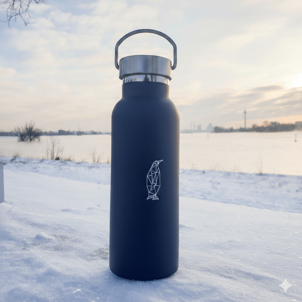 KiNDKiT Geometrischer Pinguin Thermosflasche 500ml Edelstahl Winter Outdoor
