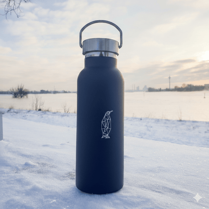 KiNDKiT Geometrischer Pinguin Thermosflasche 500ml Edelstahl Winter Outdoor